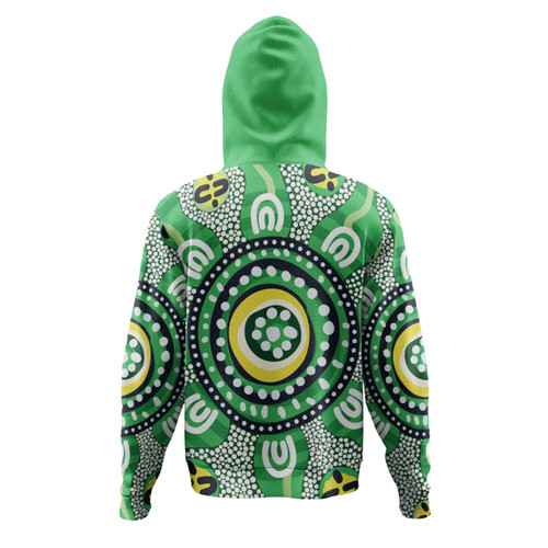 Australia Dot Painting Inspired Aboriginal Hoodie - Green Aboriginal Inspired Dot Art Hoodie Australia Dot Painting Inspired Aboriginal Hoodie - Green Aboriginal Inspired Dot Art Hoodie