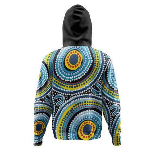 Australia Dot Painting Inspired Aboriginal Hoodie - Blue Aboriginal Style Dot Art Hoodie Australia Dot Painting Inspired Aboriginal Hoodie - Blue Aboriginal Style Dot Art Hoodie