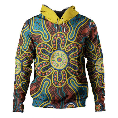 Australia Dot Painting Inspired Aboriginal Hoodie - Aboriginal Dot Art Color Inspired Hoodie