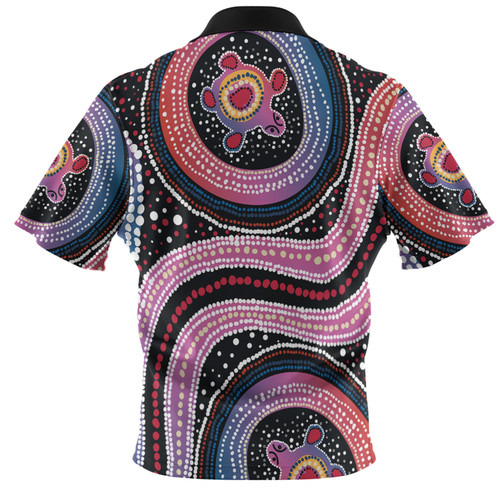 Australia Dot Painting Inspired Aboriginal Polo Shirt - Turtles With Dot In Aboriginal Polo Shirt Australia Dot Painting Inspired Aboriginal Polo Shirt - Turtles With Dot In Aboriginal Polo Shirt