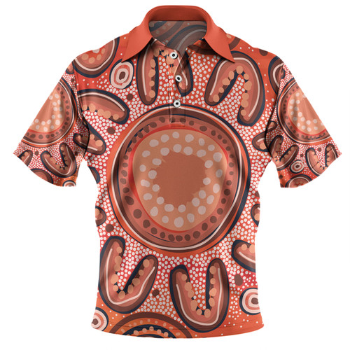 Australia Dot Painting Inspired Aboriginal Polo Shirt - Big Flower Painting With Aboriginal Dot Polo Shirt