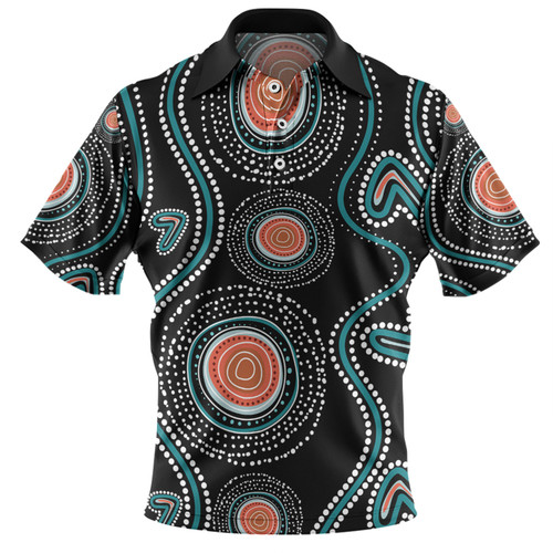 Australia Dot Painting Inspired Aboriginal Polo Shirt - Aboriginal Green Dot Patterns Art Painting Polo Shirt