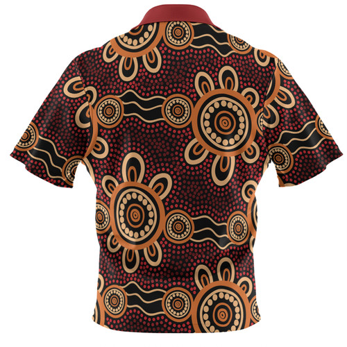 Australia Aboriginal Polo Shirt - Australian Map Dot Painting