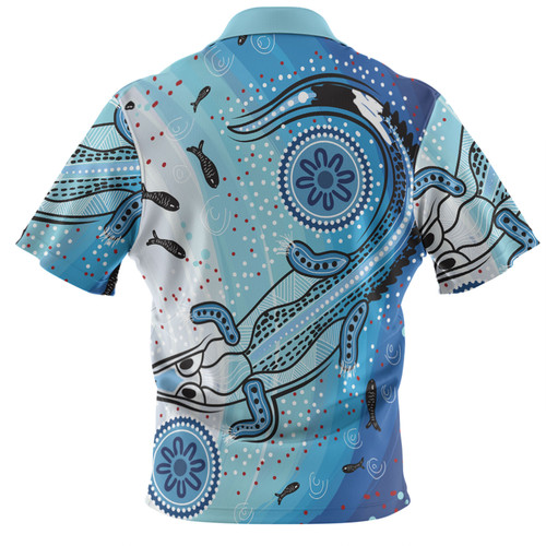 Australia Dot Painting Inspired Aboriginal Polo Shirt - Aboriginal Dot Art With Crocodile Polo Shirt Australia Dot Painting Inspired Aboriginal Polo Shirt - Aboriginal Dot Art With Crocodile Polo Shirt