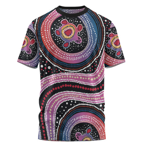 Australia Dot Painting Inspired Aboriginal T-shirt - Turtles With Dot In Aboriginal T-shirt