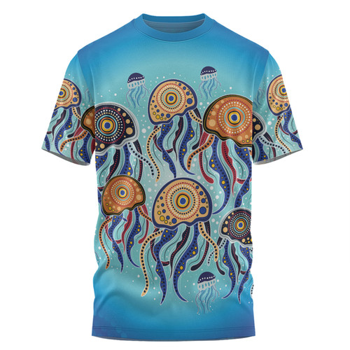 Australia Dot Painting Inspired Aboriginal T-shirt - Jellyfish Art In Aboriginal Dot Style T-shirt
