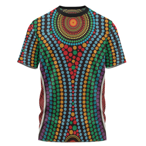 Australia Dot Painting Inspired Aboriginal T-shirt - Dot Color In The Aboriginal Style T-shirt