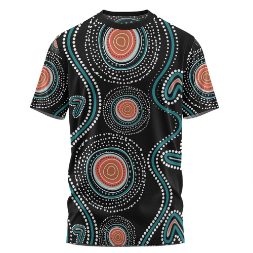 Australia Dot Painting Inspired Aboriginal T-shirt - Aboriginal Green Dot Patterns Art Painting T-shirt