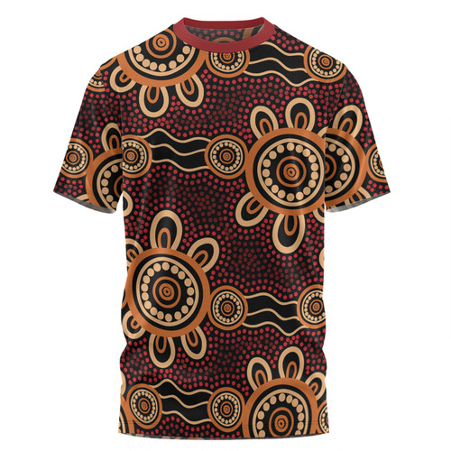 Australia Dot Painting Inspired Aboriginal T-shirt - Aboriginal Dot Pattern Painting Art T-shirt