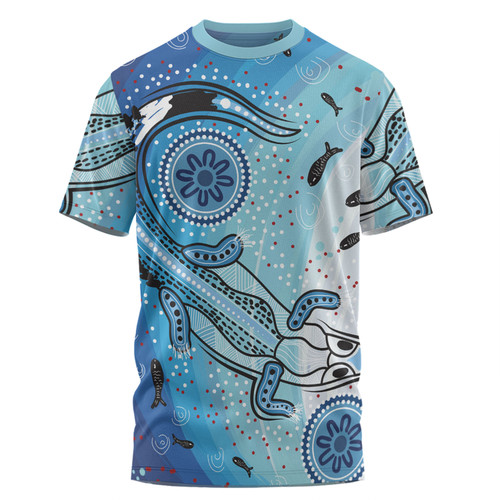 Australia Dot Painting Inspired Aboriginal T-shirt - Aboriginal Dot Art With Crocodile T-shirt