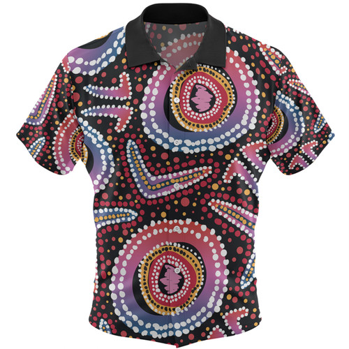 Australia Dot Painting Inspired Aboriginal Hawaiian Shirt - Boomerang From Aboriginal Art Hawaiian Shirt