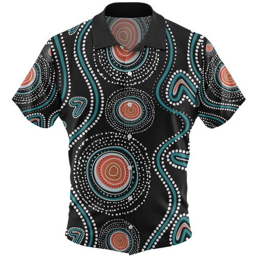 Australia Dot Painting Inspired Aboriginal Hawaiian Shirt - Aboriginal Green Dot Patterns Art Painting Hawaiian Shirt