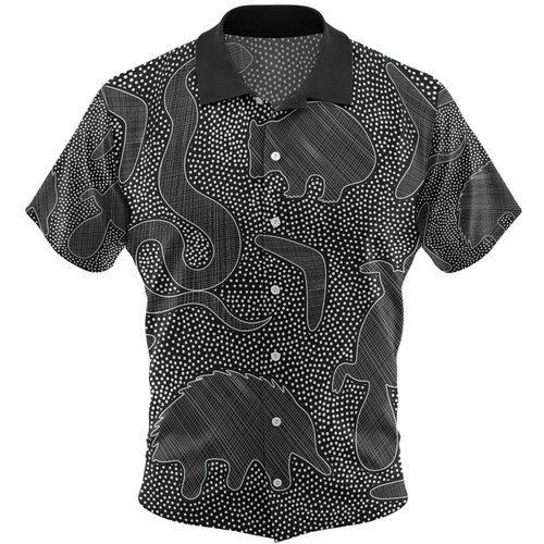 Australia Dot Painting Inspired Aboriginal Hawaiian Shirt - Aboriginal Dot Grey Art With Animals Hawaiian Shirt