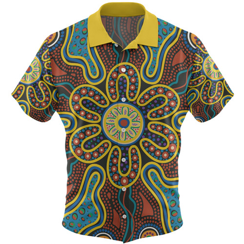 Australia Dot Painting Inspired Aboriginal Hawaiian Shirt - Aboriginal Dot Art Color Inspired Hawaiian Shirt