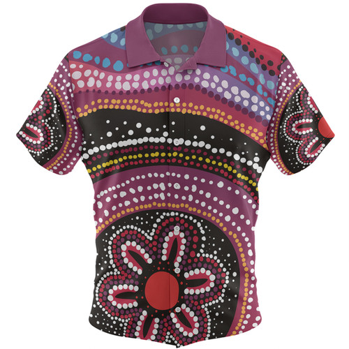 Australia Dot Painting Inspired Aboriginal Hawaiian Shirt - Aboriginal Color Dot Inspired Hawaiian Shirt