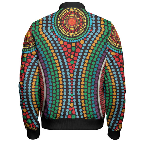 Australia Dot Painting Inspired Aboriginal Bomber Jacket - Dot Color In The Aboriginal Style Bomber Jacket Australia Dot Painting Inspired Aboriginal Bomber Jacket - Dot Color In The Aboriginal Style Bomber Jacket