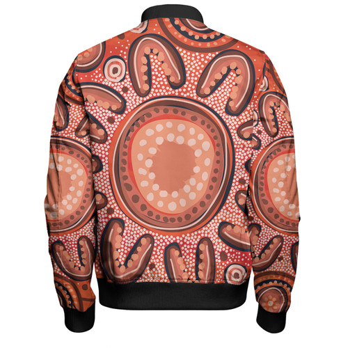 Australia Dot Painting Inspired Aboriginal Bomber Jacket - Big Flower Painting With Aboriginal Dot Bomber Jacket