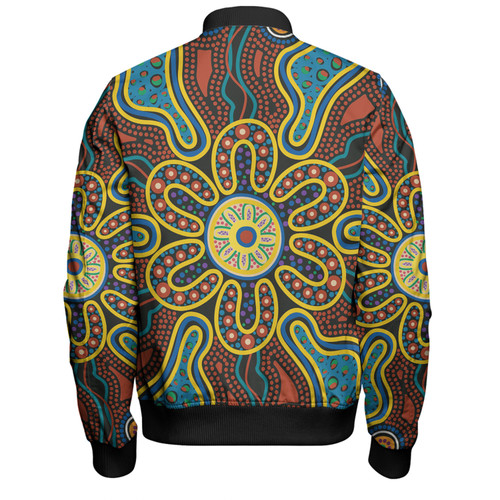 Australia Dot Painting Inspired Aboriginal Bomber Jacket - Aboriginal Dot Art Color Inspired Bomber Jacket Australia Dot Painting Inspired Aboriginal Bomber Jacket - Aboriginal Dot Art Color Inspired Bomber Jacket