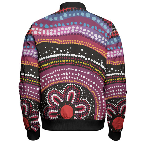 Australia Dot Painting Inspired Aboriginal Bomber Jacket - Aboriginal Color Dot Inspired Bomber Jacket Australia Dot Painting Inspired Aboriginal Bomber Jacket - Aboriginal Color Dot Inspired Bomber Jacket