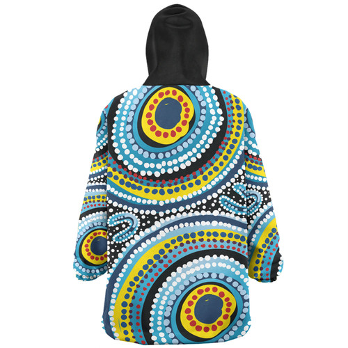 Australia Dot Painting Inspired Aboriginal Snug Hoodie - Blue Aboriginal Style Dot Art Snug Hoodie Australia Dot Painting Inspired Aboriginal Snug Hoodie - Blue Aboriginal Style Dot Art Snug Hoodie