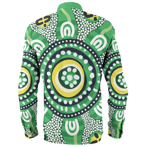 Australia Dot Painting Inspired Aboriginal Long Sleeve Shirt - Green Aboriginal Inspired Dot Art Long Sleeve Shirt Australia Dot Painting Inspired Aboriginal Long Sleeve Shirt - Green Aboriginal Inspired Dot Art Long Sleeve Shirt