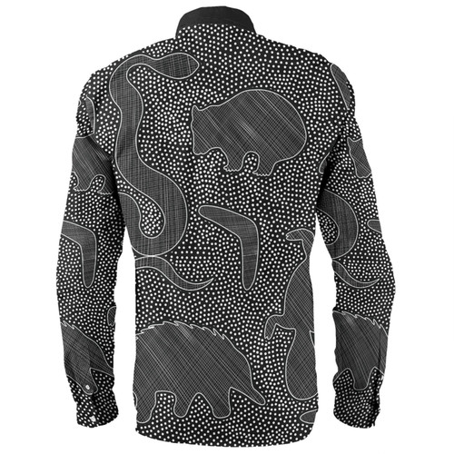 Australia Dot Painting Inspired Aboriginal Long Sleeve Shirt - Aboriginal Dot Grey Art With Animals Long Sleeve Shirt Australia Dot Painting Inspired Aboriginal Long Sleeve Shirt - Aboriginal Dot Grey Art With Animals Long Sleeve Shirt