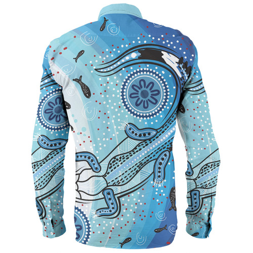 Australia Dot Painting Inspired Aboriginal Long Sleeve Shirt - Aboriginal Dot Art With Crocodile Long Sleeve Shirt Australia Dot Painting Inspired Aboriginal Long Sleeve Shirt - Aboriginal Dot Art With Crocodile Long Sleeve Shirt