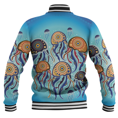 Australia Dot Painting Inspired Aboriginal Baseball Jacket - Jellyfish Art In Aboriginal Dot Style Baseball Jacket Australia Dot Painting Inspired Aboriginal Baseball Jacket - Jellyfish Art In Aboriginal Dot Style Baseball Jacket