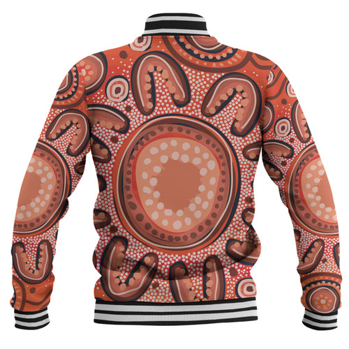 Australia Dot Painting Inspired Aboriginal Baseball Jacket - Big Flower Painting With Aboriginal Dot Baseball Jacket Australia Dot Painting Inspired Aboriginal Baseball Jacket - Big Flower Painting With Aboriginal Dot Baseball Jacket