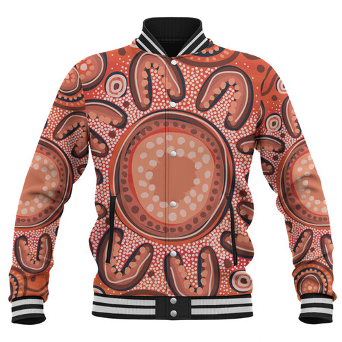 Australia Dot Painting Inspired Aboriginal Baseball Jacket - Big Flower Painting With Aboriginal Dot Baseball Jacket