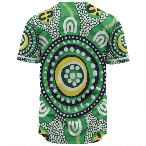 Australia Dot Painting Inspired Aboriginal Baseball Shirt - Green Aboriginal Inspired Dot Art Baseball Shirt Australia Dot Painting Inspired Aboriginal Baseball Shirt - Green Aboriginal Inspired Dot Art Baseball Shirt
