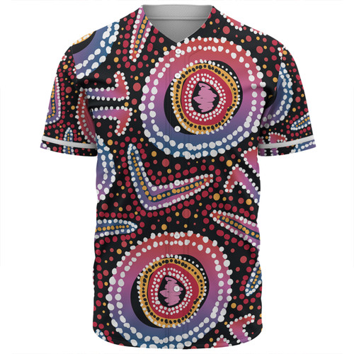 Australia Dot Painting Inspired Aboriginal Baseball Shirt - Boomerang From Aboriginal Art Baseball Shirt