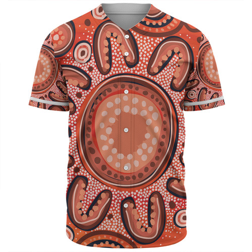 Australia Dot Painting Inspired Aboriginal Baseball Shirt - Big Flower Painting With Aboriginal Dot Baseball Shirt