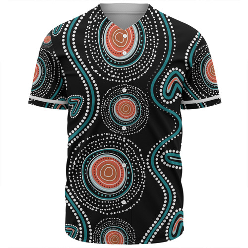 Australia Dot Painting Inspired Aboriginal Baseball Shirt - Aboriginal Green Dot Patterns Art Painting Baseball Shirt