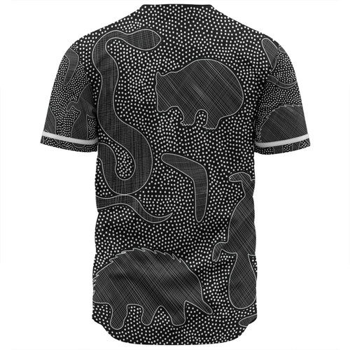 Australia Dot Painting Inspired Aboriginal Baseball Shirt - Aboriginal Dot Grey Art With Animals Baseball Shirt Australia Dot Painting Inspired Aboriginal Baseball Shirt - Aboriginal Dot Grey Art With Animals Baseball Shirt
