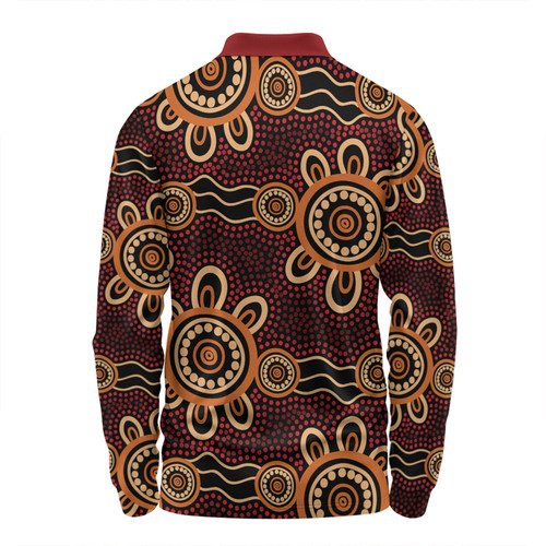Australia Dot Painting Inspired Aboriginal Long Sleeve Polo Shirt - Aboriginal Dot Pattern Painting Art Long Sleeve Polo Shirt Australia Dot Painting Inspired Aboriginal Long Sleeve Polo Shirt - Aboriginal Dot Pattern Painting Art Long Sleeve Polo Shirt