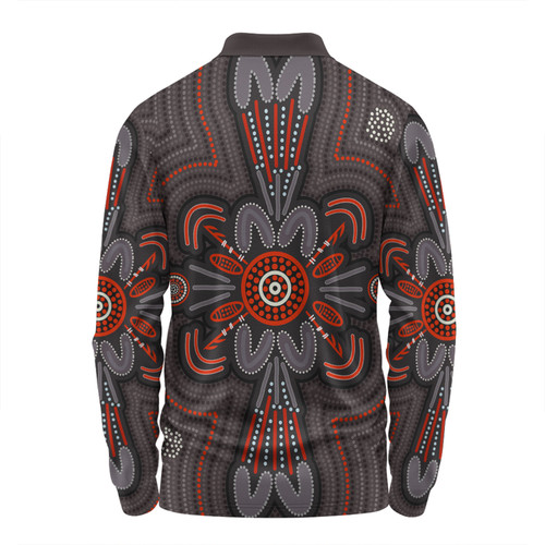 Australia Dot Painting Inspired Aboriginal Long Sleeve Polo Shirt - Aboriginal Dot Indigenous Art Inspired Long Sleeve Polo Shirt Australia Dot Painting Inspired Aboriginal Long Sleeve Polo Shirt - Aboriginal Dot Indigenous Art Inspired Long Sleeve Polo Shirt