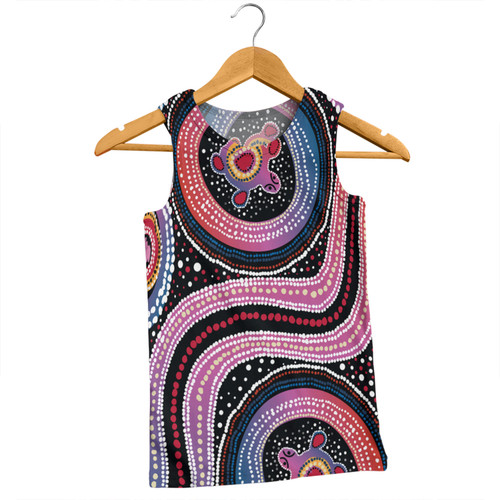 Australia Dot Painting Inspired Aboriginal Men Singlet - Turtles With Dot In Aboriginal Men Singlet