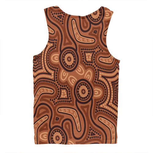 Australia Dot Painting Inspired Aboriginal Men Singlet - Brown Aboriginal Australian Art With Boomerang Men Singlet Australia Dot Painting Inspired Aboriginal Men Singlet - Brown Aboriginal Australian Art With Boomerang Men Singlet