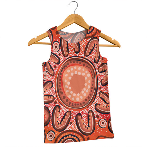 Australia Dot Painting Inspired Aboriginal Men Singlet - Big Flower Painting With Aboriginal Dot Men Singlet