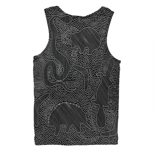 Australia Dot Painting Inspired Aboriginal Men Singlet - Aboriginal Dot Grey Art With Animals Men Singlet