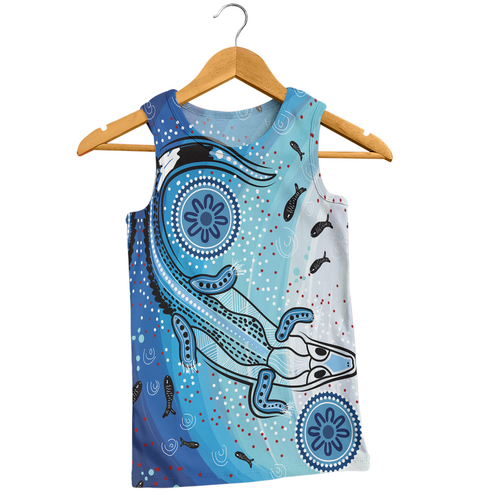 Australia Dot Painting Inspired Aboriginal Men Singlet - Aboriginal Dot Art With Crocodile Men Singlet