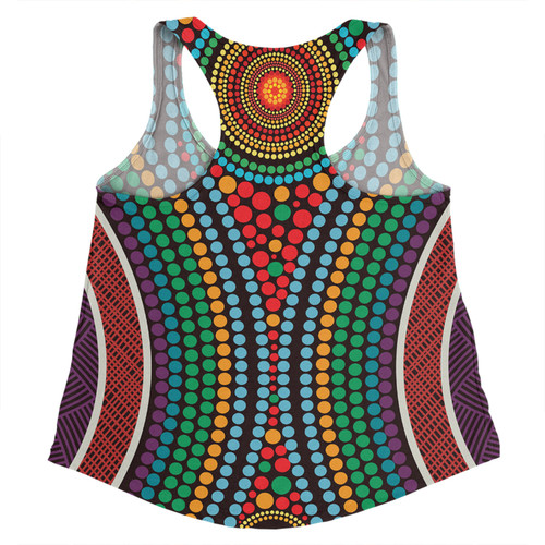 Australia Dot Painting Inspired Aboriginal Women Racerback Singlet - Dot Color In The Aboriginal Style Women Racerback Singlet Australia Dot Painting Inspired Aboriginal Women Racerback Singlet - Dot Color In The Aboriginal Style Women Racerback Singlet