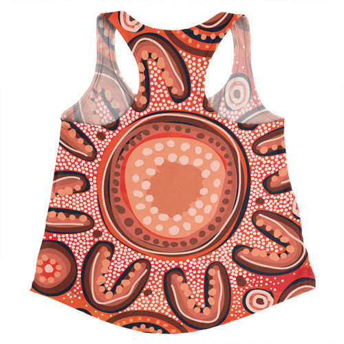 Australia Dot Painting Inspired Aboriginal Women Racerback Singlet - Big Flower Painting With Aboriginal Dot Women Racerback Singlet Australia Dot Painting Inspired Aboriginal Women Racerback Singlet - Big Flower Painting With Aboriginal Dot Women Racerback Singlet