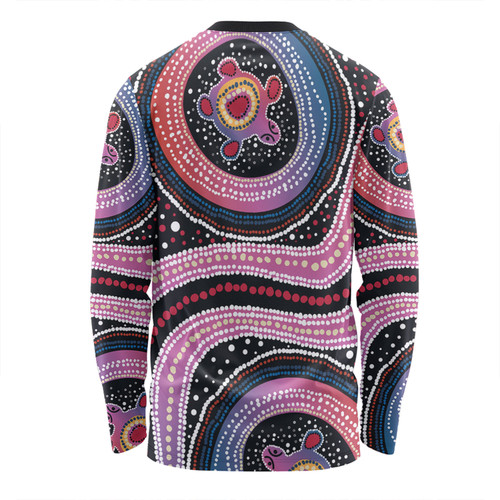 Australia Dot Painting Inspired Aboriginal Long Sleeve T-shirt - Turtles With Dot In Aboriginal Long Sleeve T-shirt Australia Dot Painting Inspired Aboriginal Long Sleeve T-shirt - Turtles With Dot In Aboriginal Long Sleeve T-shirt