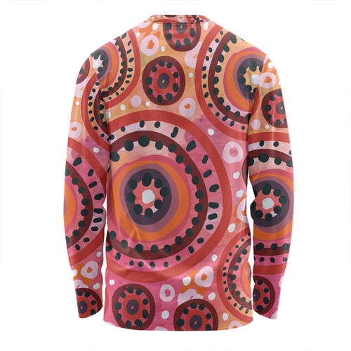 Australia Dot Painting Inspired Aboriginal Long Sleeve T-shirt - Circle In The Aboriginal Dot Art Style Long Sleeve T-shirt Australia Dot Painting Inspired Aboriginal Long Sleeve T-shirt - Circle In The Aboriginal Dot Art Style Long Sleeve T-shirt