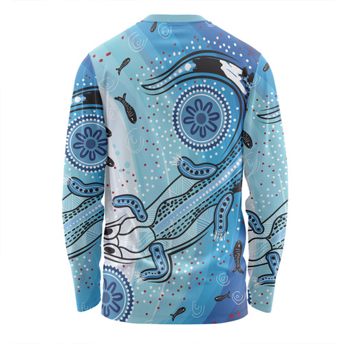 Australia Dot Painting Inspired Aboriginal Long Sleeve T-shirt - Aboriginal Dot Art With Crocodile Long Sleeve T-shirt Australia Dot Painting Inspired Aboriginal Long Sleeve T-shirt - Aboriginal Dot Art With Crocodile Long Sleeve T-shirt