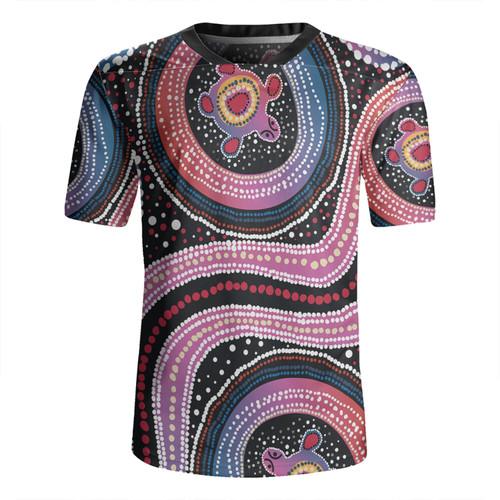 Australia Dot Painting Inspired Aboriginal Rugby Jersey - Turtles With Dot In Aboriginal Rugby Jersey