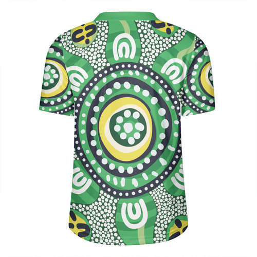 Australia Dot Painting Inspired Aboriginal Rugby Jersey - Green Aboriginal Inspired Dot Art Rugby Jersey Australia Dot Painting Inspired Aboriginal Rugby Jersey - Green Aboriginal Inspired Dot Art Rugby Jersey