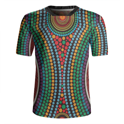 Australia Dot Painting Inspired Aboriginal Rugby Jersey - Dot Color In The Aboriginal Style Rugby Jersey
